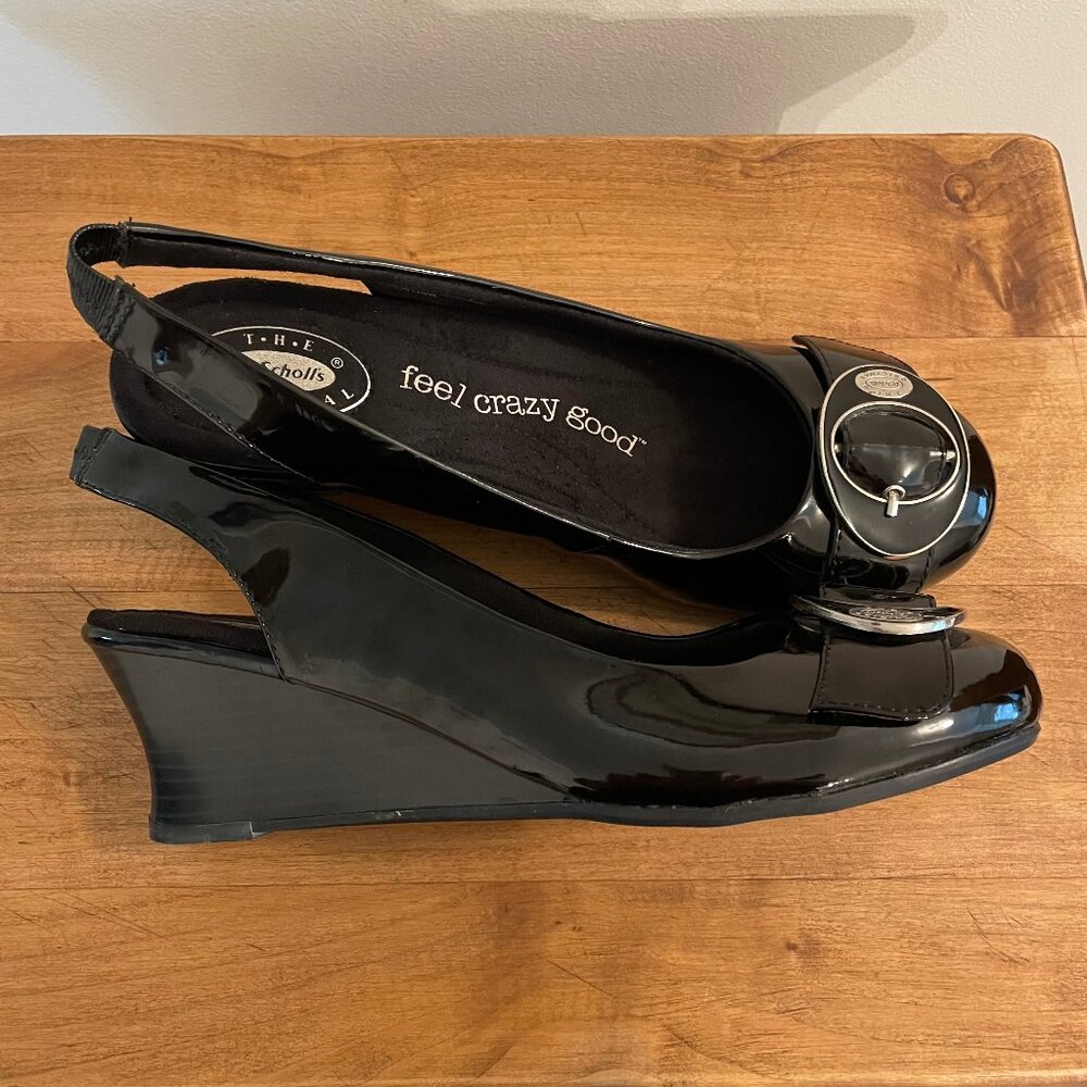 Dr. Scholl's "Feel Crazy Good" Black Wedge Slingback 9.5M